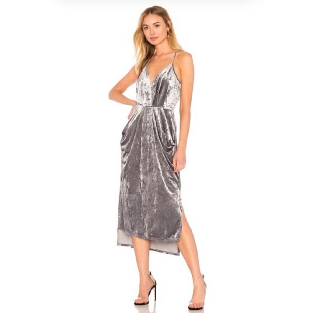 NWT BCB Generation Women's Grey Frost Velvet Sleeveless A-Line Midi Dress Size S